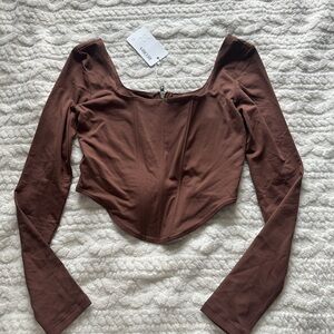 Brown Long Sleeve Women's Top
